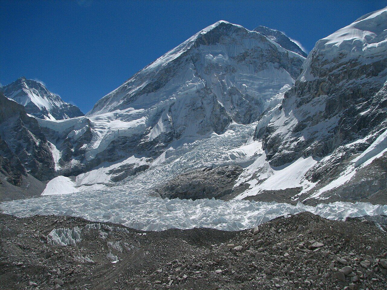 Tents of Everest Base Camp below the Khumbu Icefall